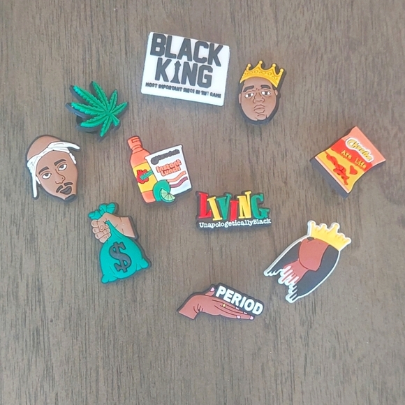 Accessories - New Urban Shoe Charm Fashion Black Lives Matter Croc Fit Hemp Leaf Pac Biggie